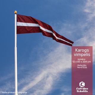 Latvijas karoga vimpelis | 12 x 60 x 204 cm |  NordTEX6 audums